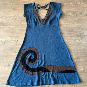 Women’s Synergy Organic Cotton And Hemp Blue V-Neck Tie-Back Dress Size M